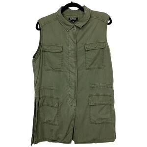Buffalo David Bitton Soft Lyocell Utility Vest Medium Army Green Tunic Gorpcore